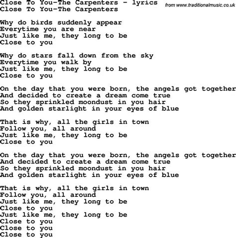 Lyrics and chords, Close to you lyrics, Great song lyrics