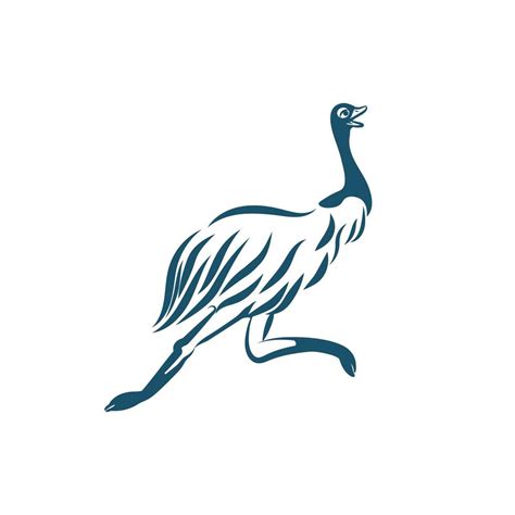 Stylized emu bird running on white background. 5895735 Vector Art at ...