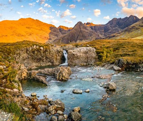 The Fairy Pools in Front of the Black Cuillin Mountains on the Isle of Skye - Scotland Stock ...