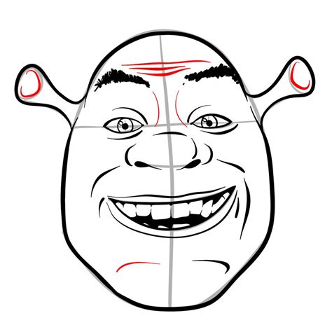 How to draw the face of Shrek - Sketchok easy drawing guides