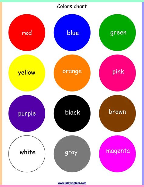 Printable Color Chart For Kids