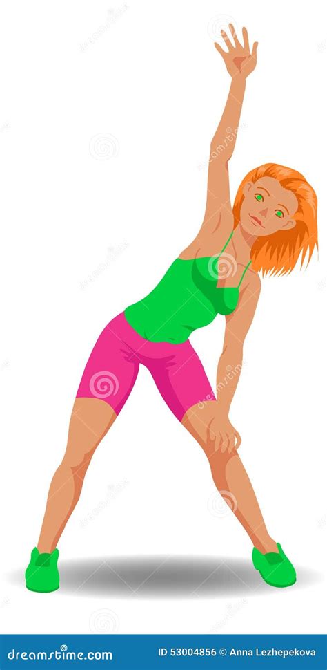 Pretty Young Woman Doing Aerobic Exercise. Stock Illustration - Illustration of girl, equipment ...