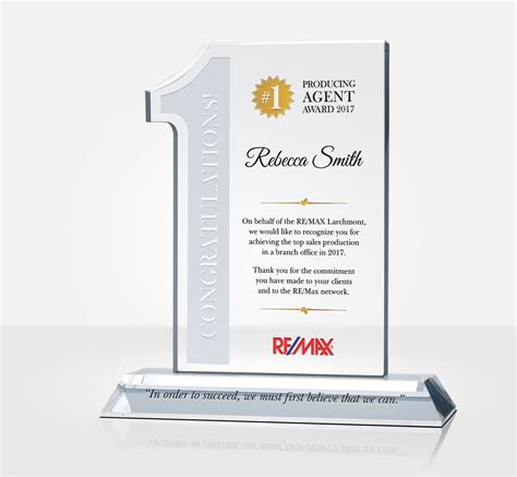 Real Estate #1 Top Agent Award Plaque | DIY Awards