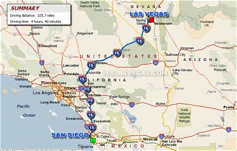 San Diego to Las Vegas Driving Distance Map