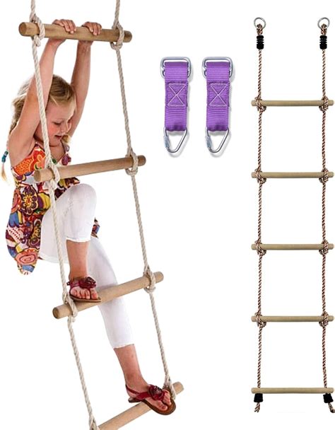 Amazon.com: Premium Climbing Rope Ladder for Kids 6ft - Buckle Straps ...