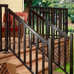 6 ft. Aluminum Stair Railing Black Hand Base Rail Kit Handrail Outdoor Deck DIY | eBay