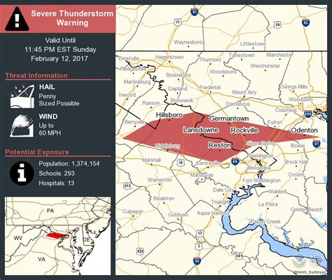 Severe Thunderstorm Warning including Germantown MD and Rockville MD ...