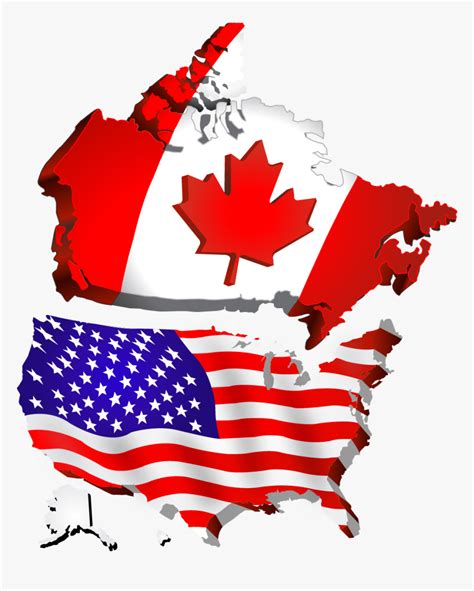 Companyusa Flag Map Png - Usa Canada Flag Png, Transparent Png - kindpng