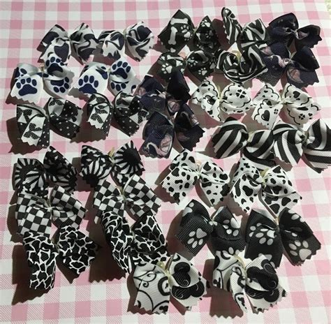 30 Small Black and White Dog Bows Grooming Bows Top Quality - Etsy