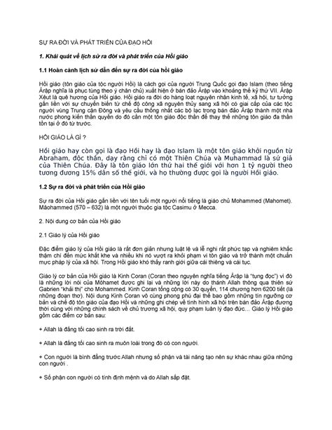 Hồi giáo - SỰ RA ĐỜI VÀ PHÁT TRIỂN CỦA ĐẠO HỒI Khái quát về lịch sử ra đời và phát triển của Hồi ...
