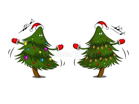 Card With Dancing Christmas Trees Stock Vector - Illustration of image ...