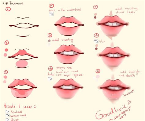 Step By Step - Lip Tutorial by Saviroosje | Lips drawing, Anime lips ...