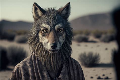 A wolf in a desert