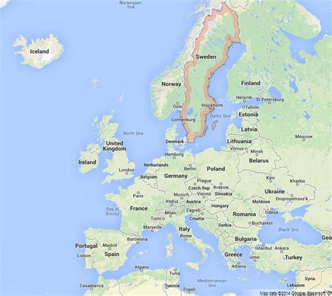 Sweden on Map of Europe