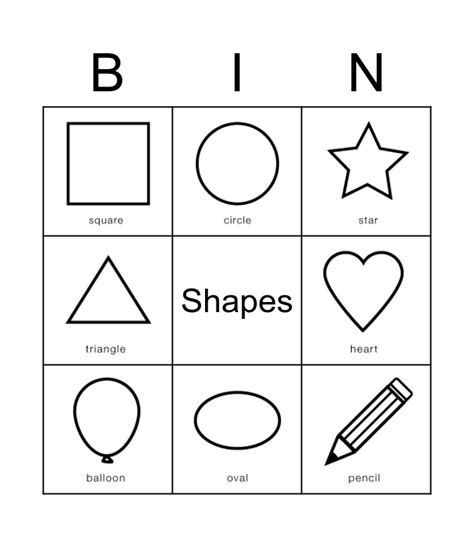 Bingo Shapes Bingo Card