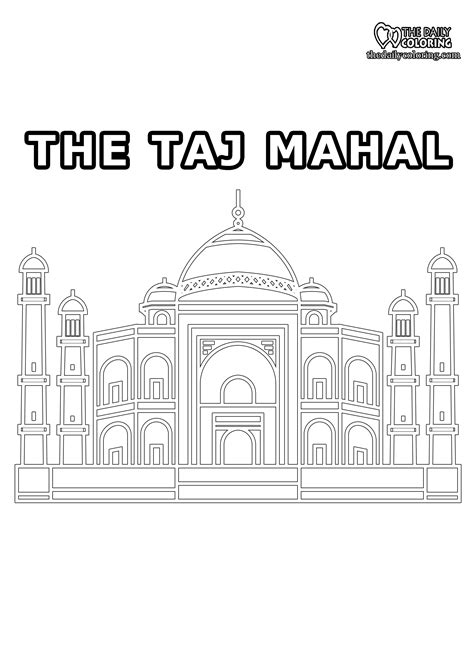 Taj Mahal Coloring Page - The Daily Coloring