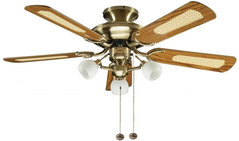 Fantasia Mayfair Combi 42" Ceiling Fan Light Antique Brass / Gloss Oak 111962