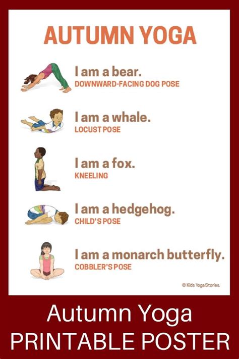 5 Autumn Yoga Poses for Kids (printable poster) | Kids Yoga Stories | Kids yoga poses, Yoga for ...