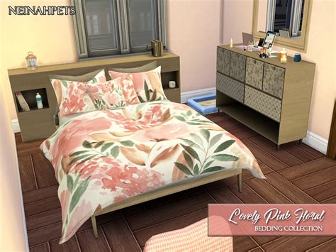 The Sims Resource - Lovely Pink Floral Bedding Collection {Mesh Required}