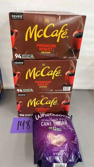 (3) BOXES OF MCCAFE K-CUPS & (1) PACK OF CANE SUGAR - Earl's Auction ...