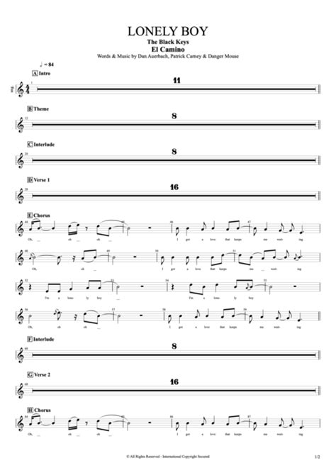 Lonely Boy Tab by The Black Keys (Guitar Pro) - Full Score | mySongBook