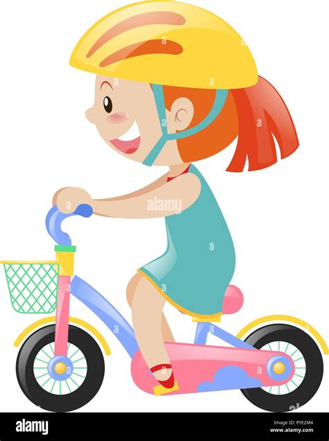 Girl in blue dress riding bicycle illustration Stock Vector Image & Art ...