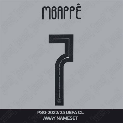 Mbappé 7 (Official PSG 2022/23 Away UEFA CL Name and Nu ...