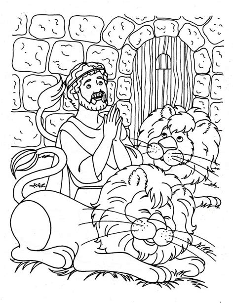 Daniel Praying Three Times a Day in Daniel and the Lions Den Coloring ...