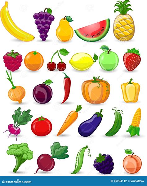 Cartoon Vegetables and Fruits,vector Stock Vector - Illustration of health, apple: 49294112