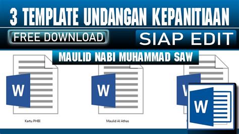 FREE 3 TEMPLATE UNDANGAN KEPANITIAAN MAULID NABI MUHAMMAD SAW | FORMAT ...