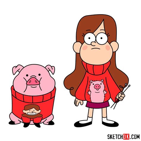 How to draw Mabel Pines with Waddles - Step by step drawing tutorials | Gravity falls characters ...