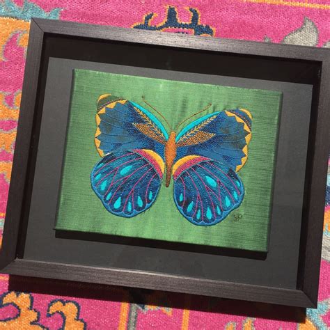 Vintage Fabric, Original Prints, Moth, Hand Embroidery, Butterflies, Collage, Frame, Home Decor ...
