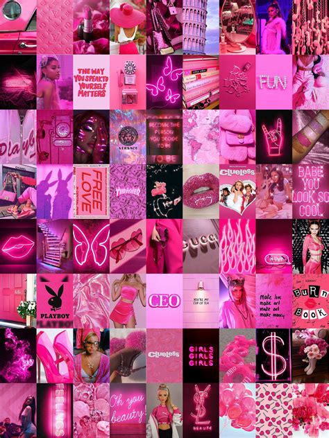 Aesthetic Collage Kit Digital Download 72 Pcs Neon Pink - Etsy México