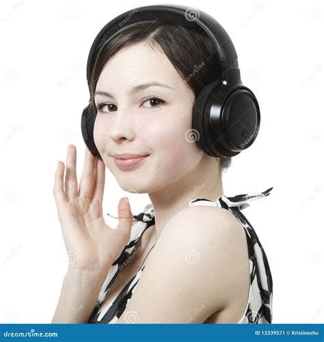 Girl Listening To Music On Headphones Stock Image - Image: 13339571