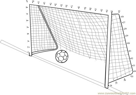 Connect the Dots Soccer Goal Post (Sports > Soccer) - dot to dots for kids