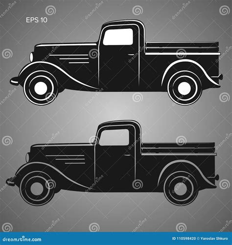 Old Retro Pickup Truck Vector Illustration. Vintage Transport Vehicle Stock Vector ...