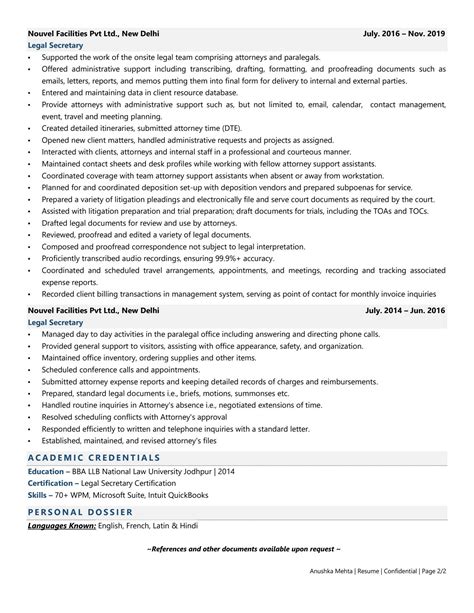 Legal Secretary Resume Examples & Template (with job winning tips)