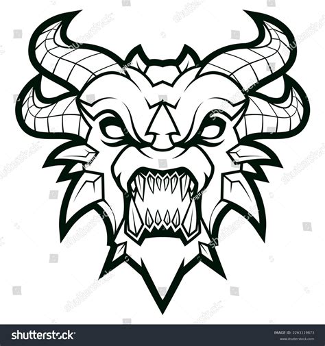 Dragon Head Mascot Logo Design Line Stock Illustration 2263119873 ...