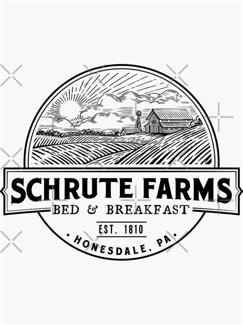 "Schrute Farms Traditional Logo - Black" Sticker by mongolife | Redbubble