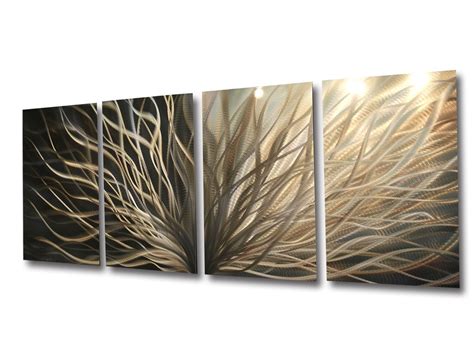 Abstract Metal Wall Art- Radiance Gold Silver -Contemporary Modern ...