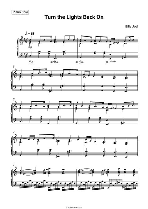 Billy Joel - Turn the Lights Back On piano sheet music in Note-Store.com | Piano.Solo SKU PSO0127239