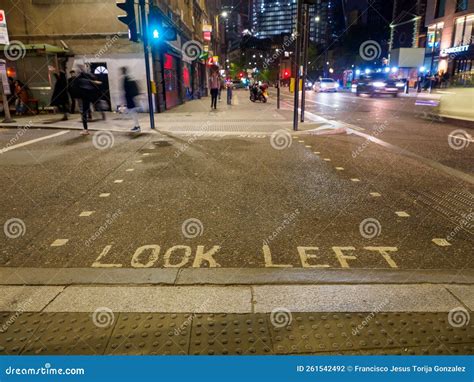 Vintage Looking Look Right Look Left Sign on London Zebra Crossing Stock Photo - Image of paint ...