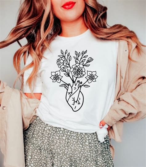 Floral Anatomical Heart Shirt, Cardiac Nurse Tee, Cardiac Heart Shirt ...