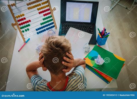 Kid Tired and Stressed by Doing Homework Stock Photo - Image of ...