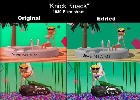 The Pixar short "Knick Knack" has been edited to be "less offensive" than the original version ...