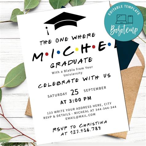 Graduation Announcement Wording Card to Print Instant Download | Bobotemp