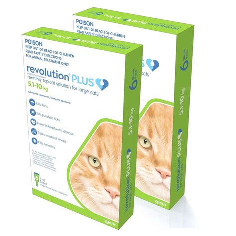 Revolution PLUS for Large Cats 11.1-22 lbs (5-10 kg) - Green 12 Doses | Discount Pet Medication USA