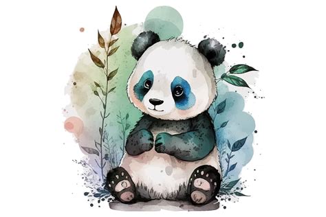 Watercolor Panda Vector Illustration Graphic by BreakingDots · Creative Fabrica