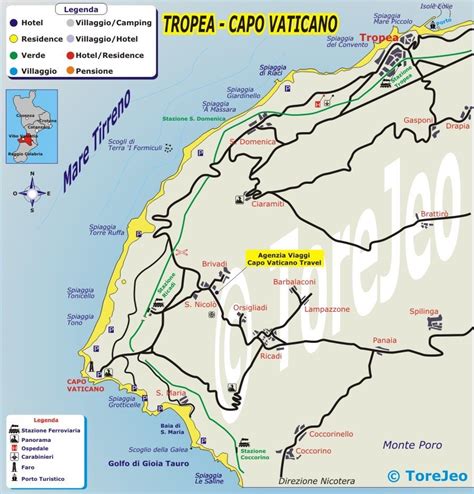 Cartine Calabria: Mappa Calabria, cartina di Tropea e di Capo Vaticano.