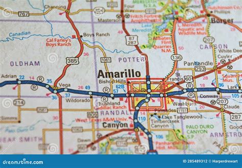 Map Image of Amarillo Texas Stock Photo - Image of bushland ...